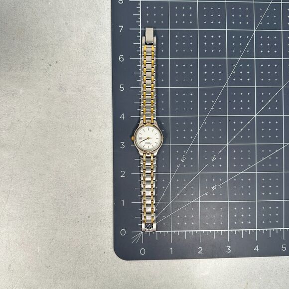 Caravelle Bulova Watch Womens 25mm Date White Dial Two Tone 6.75" New Battery - Picture 12 of 12